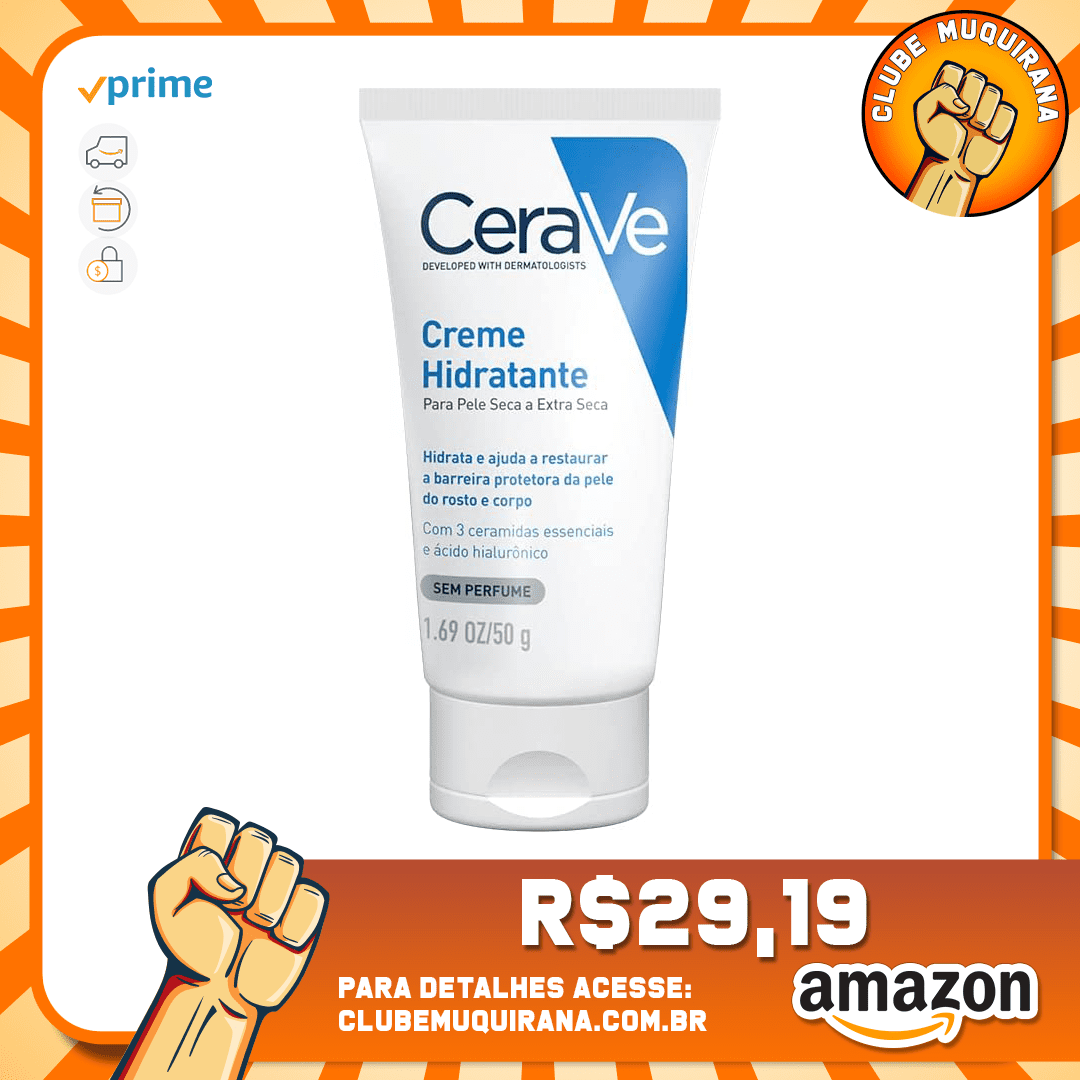 CeraVe Creme Hidratante Corporal textura Cremosa e Ácido