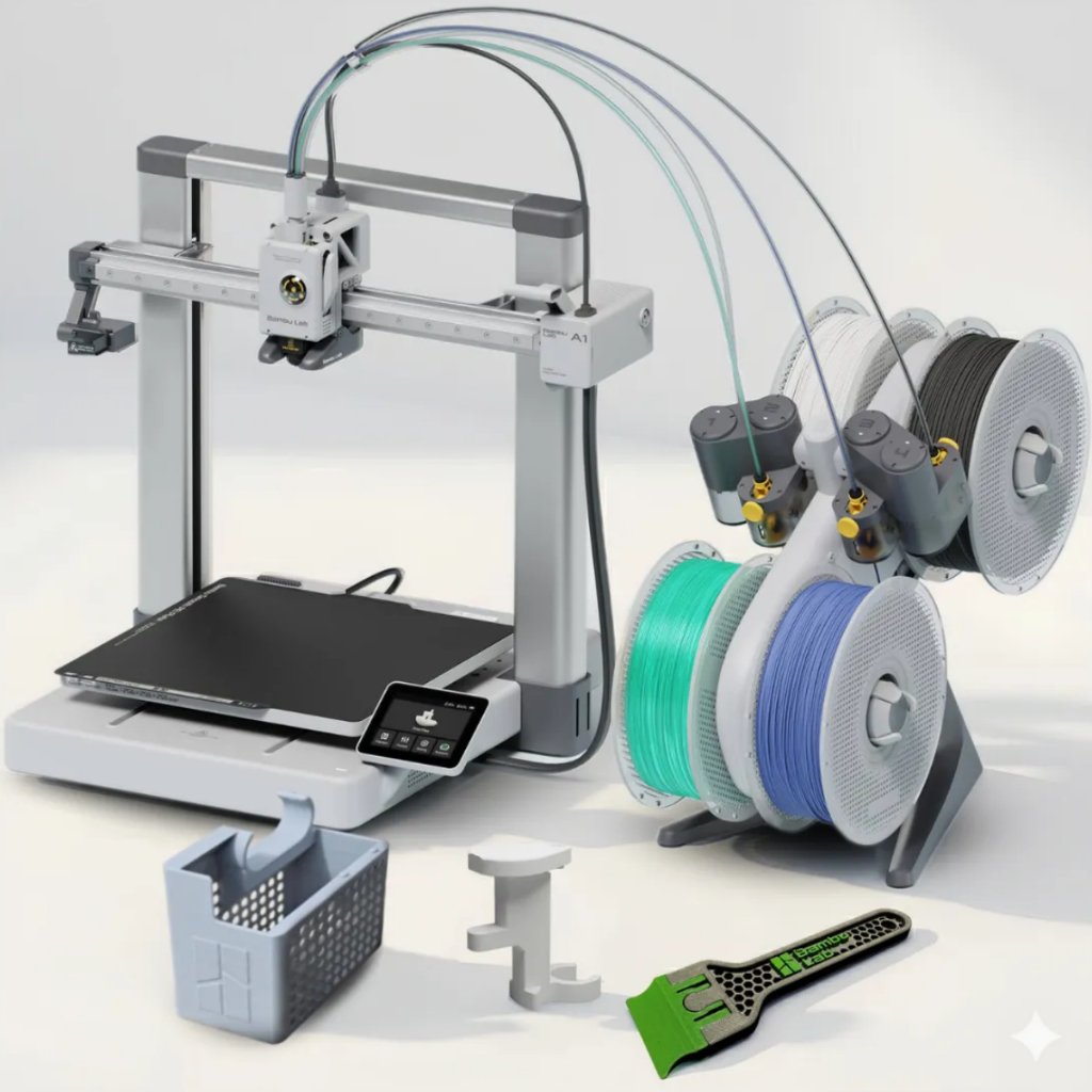 Impressora 3d Bambu Lab A1 Fdm Aberta (Combo) e Sem Ams + Porta Resíduos - Espátula - Chave Manutenção