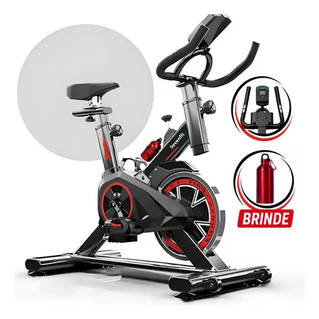 Bicicleta Ergométrica Bike Spinning 6kg Sensação Inércia Fitness Preto E Vermelho Sevenfit Para Cardio