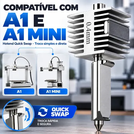 Bico Hotend Bambu Lab A1/a1 Mini 4mm Aço Filamento