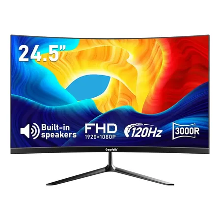 Monitor Curvo Gawfolk 24.5 Fhd 120hz Com Som Integrado Preto