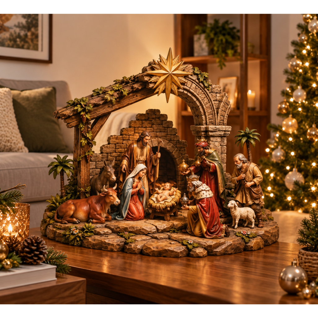 Presépio De natal nascimento de Jesus  Manjedoura Decoração Enfeite Para natal Mdf