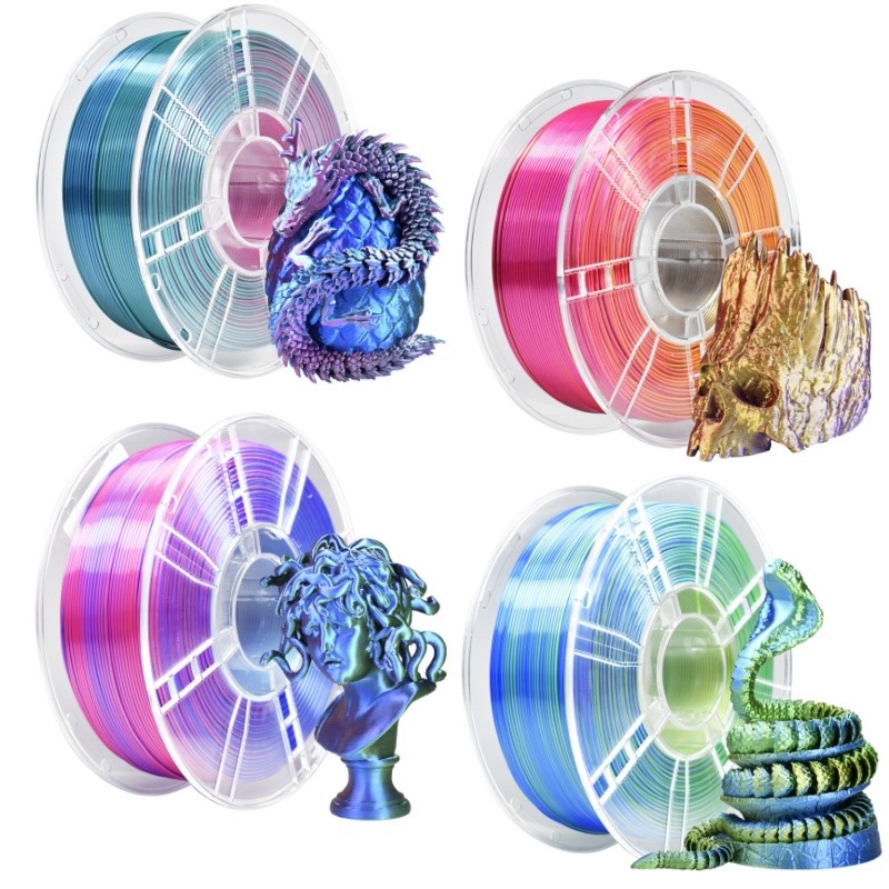 Filamento Três cores PLA Premium 1Kg 1.75mm para Impressão 3D Alta Qualidade Profissional em Diversas Cores