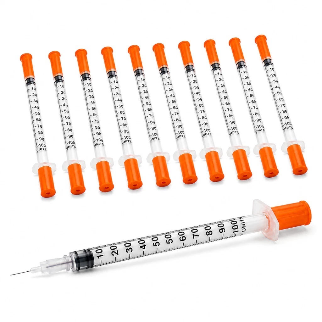 Seringa Insulina 1ml Agulha fixa ultra  Fina 8x0,30mm 30G Kit 10 seringas