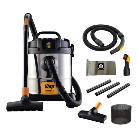 Aspirador De Pó E Água Wap Gtw Inox 12 1400w 127v Q11 Aço Inoxidável/preto/amar