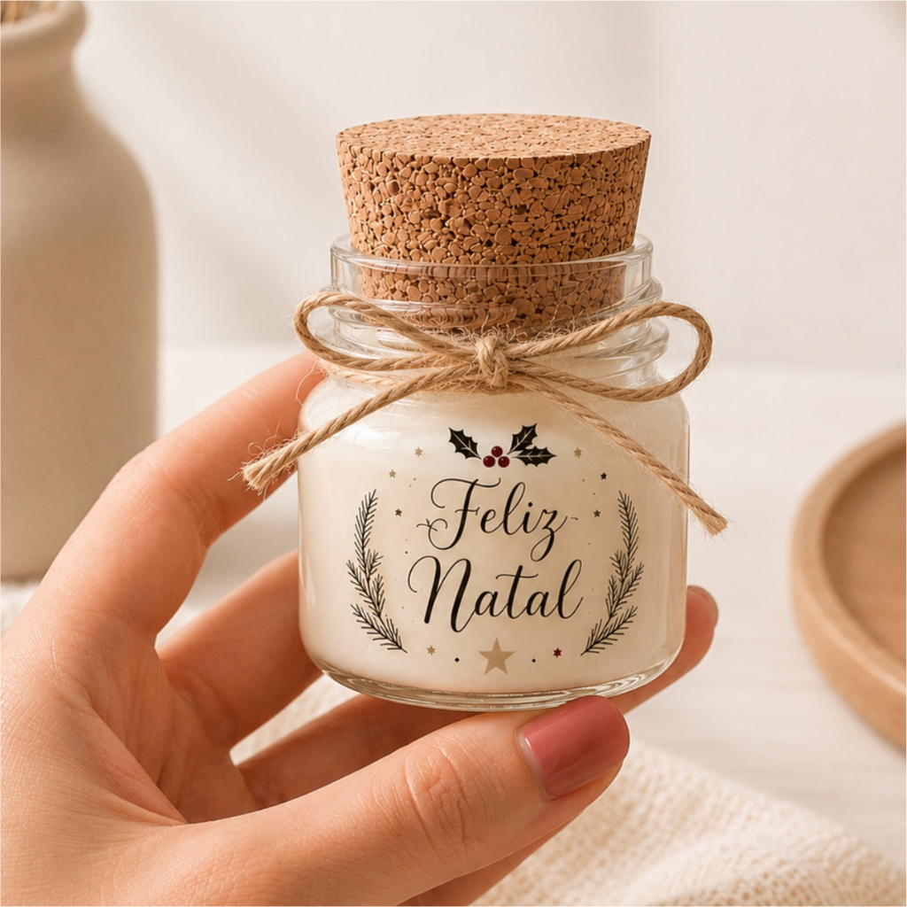 KIT 10  VELA PERSONALIZADA POTE VIDRO COM ROLHA  NATAL ANO NOVO BOAS FESTAS FELIZ 2027