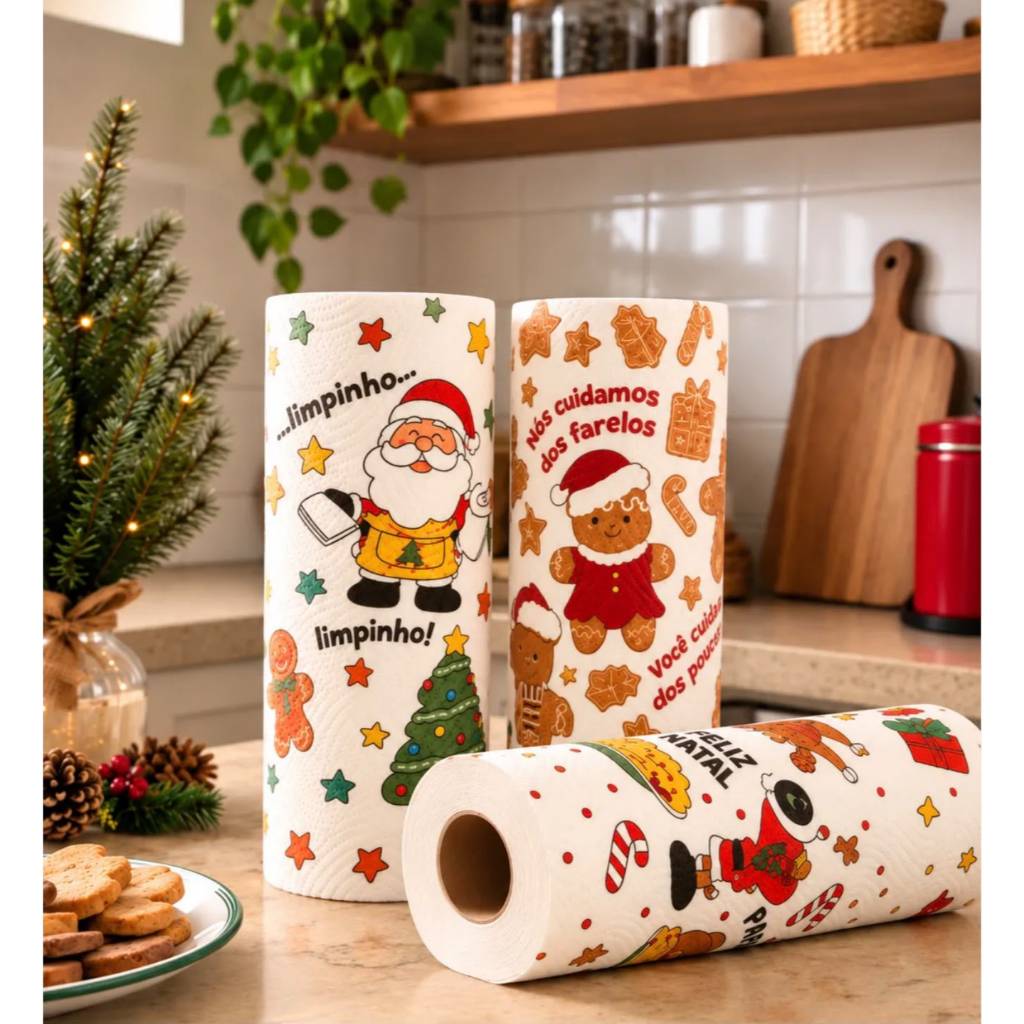 Papel Toalha Natalino Folha Tripla Sortido NAT0459 Mesa Posta de Natal Decoração Natalina