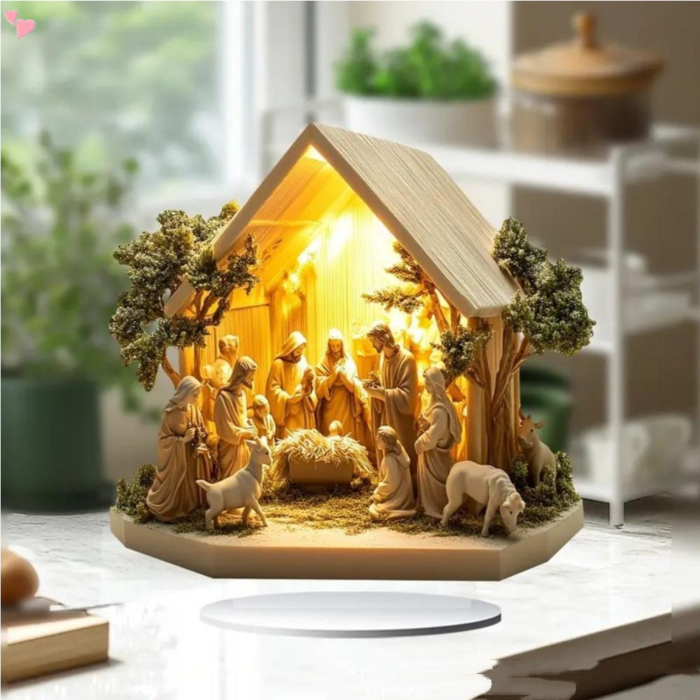 Decoração Plana De Mesa Para Cena De Natal , Presépio Acrílico 2D , Enfeite De Prateleira Encantador , Escritório Domést