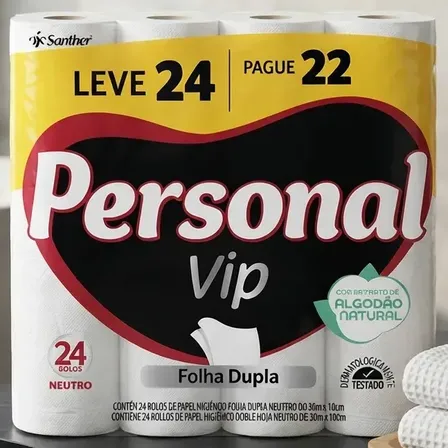Papel Higiênico Folha Dupla 30m L24p22 Personal