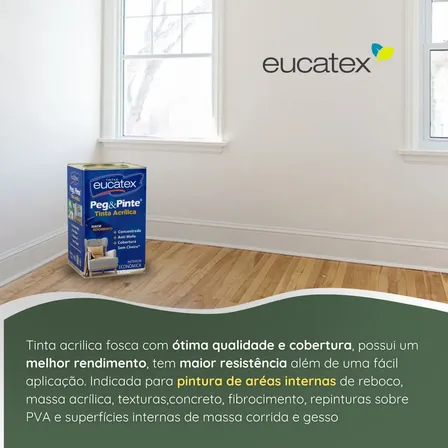 Tinta Eucatex Acrílica Peg Pinte Anti-mofo 18l - Cores Acabamento Fosco Cor Branco