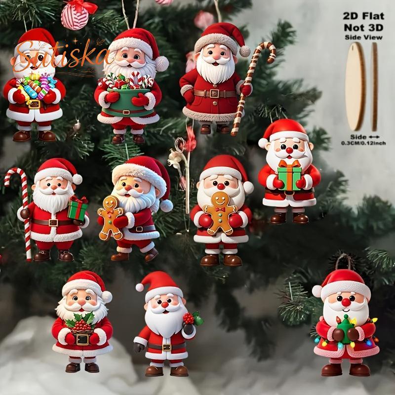 sutiska 10 Unidades De Natal De Madeira Gingerbread Man Papai Noel 2D Pingente Plana Decoração De Árvore Perfeita
