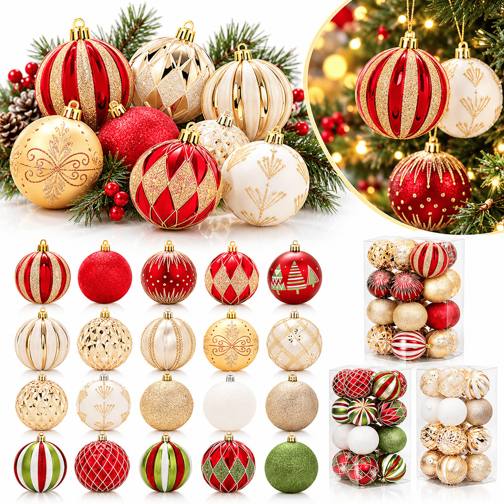 Kit 16 Bolas Enfeites de Natal Decoração para Árvore Natalina Bolinha Champanhe loja pisca pisca led