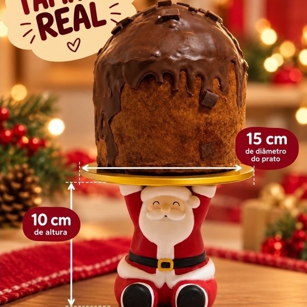 Porta Panetone Papai Noel 3D | Suporte para Panetone 500g | Decoração Natal Mesa Posta