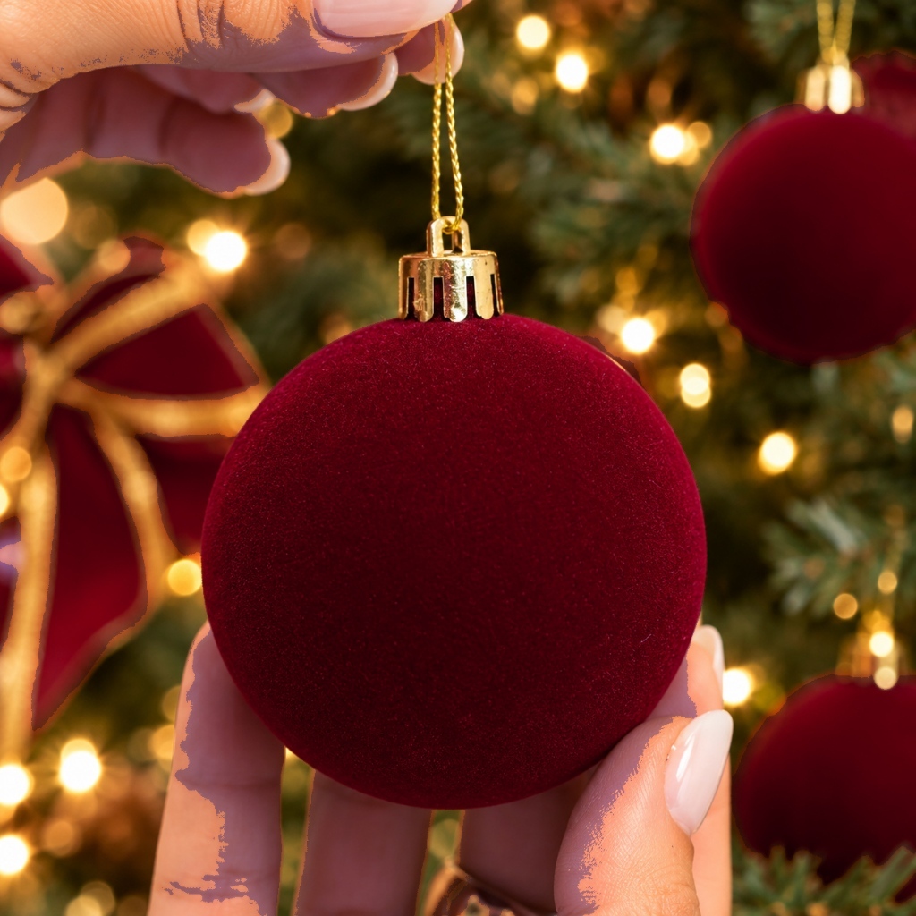 KIT BOLAS DE NATAL AVELUDADO DOURADA PRATA VERDE VERMELHO ENFEITE DE ARVORE DE NATAL ACABAMENTO PREMIUM E LUXUOSO