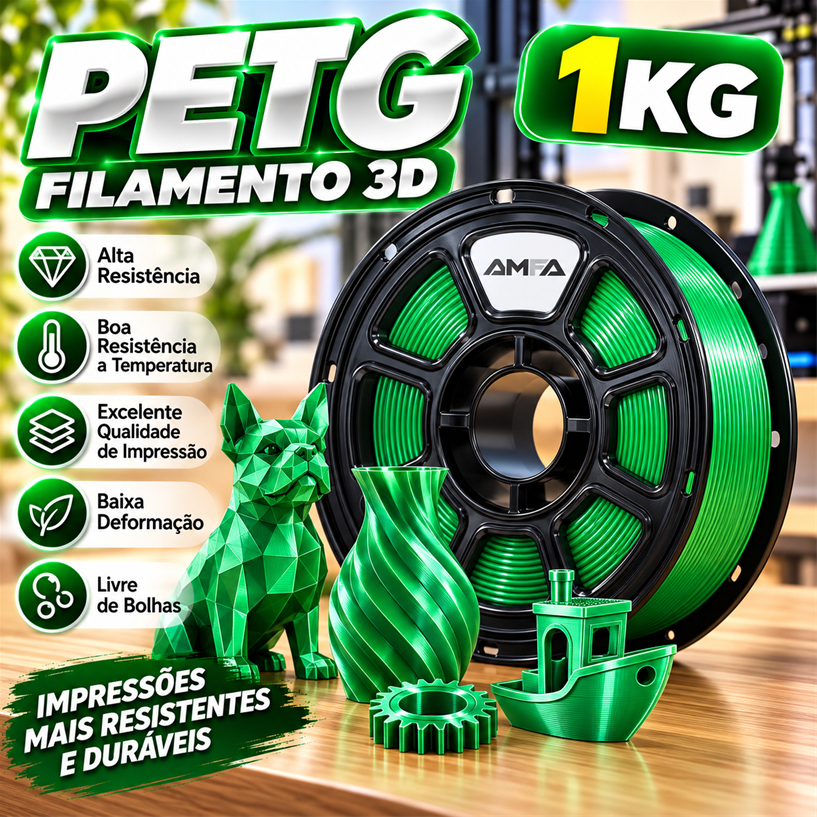 AMFA 3D PETG 1kg 1,75mm impressão Masterprint Premium varias cores 3d