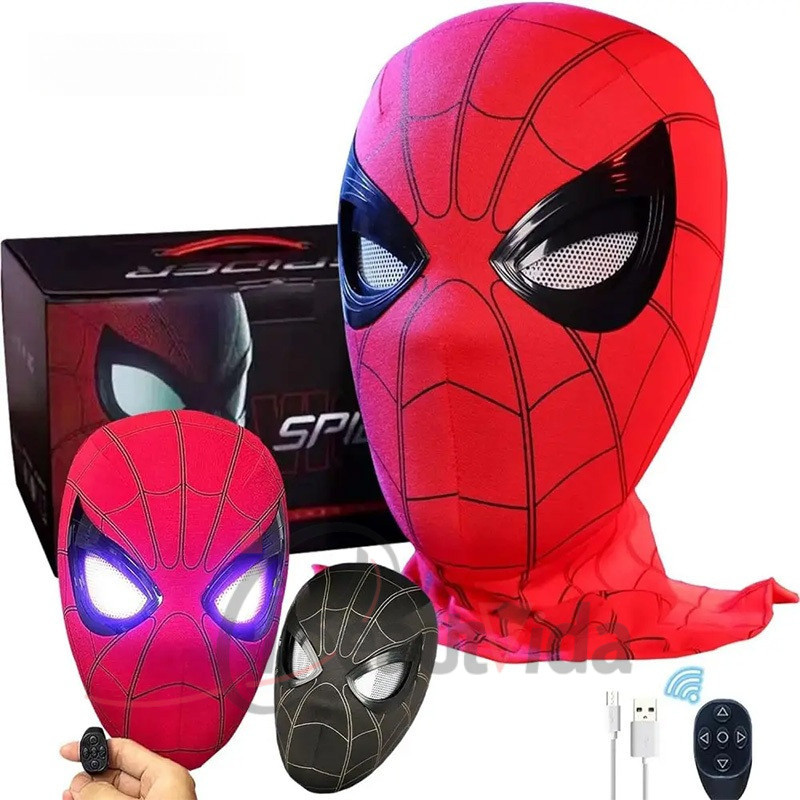 Máscara de capacete com olhos móveis elétricos, piscada e iluminação, fantasia para festa de Halloween e Cosplay