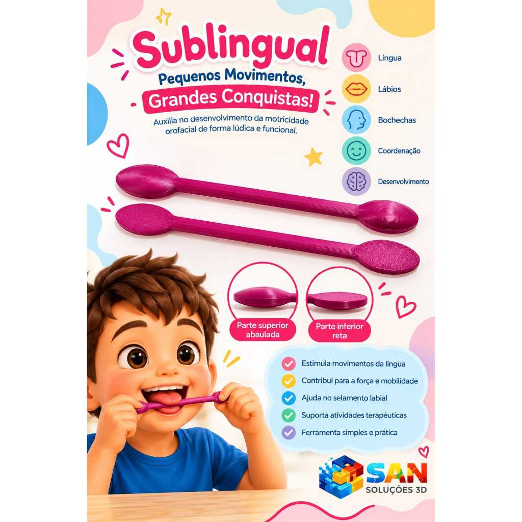 Exercitador Sublingual para Motricidade Orofacial – Língua, Lábios e Bochechas