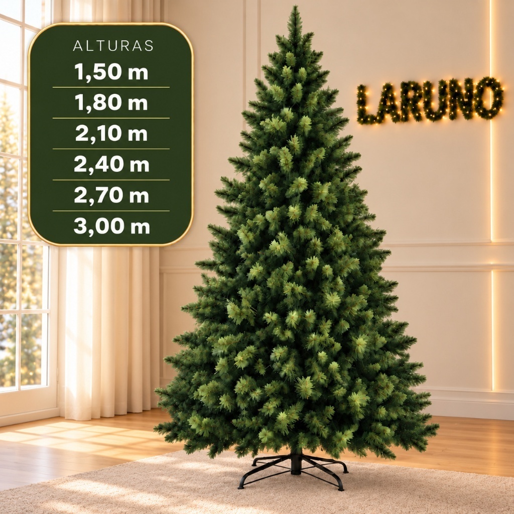 Arvore De Natal Pinheiro 1,5m 1,8m 2,1m 2,4m 2,7m e 3m  2.500 galhos Premium e Tradicional Decoração natal LARUNO