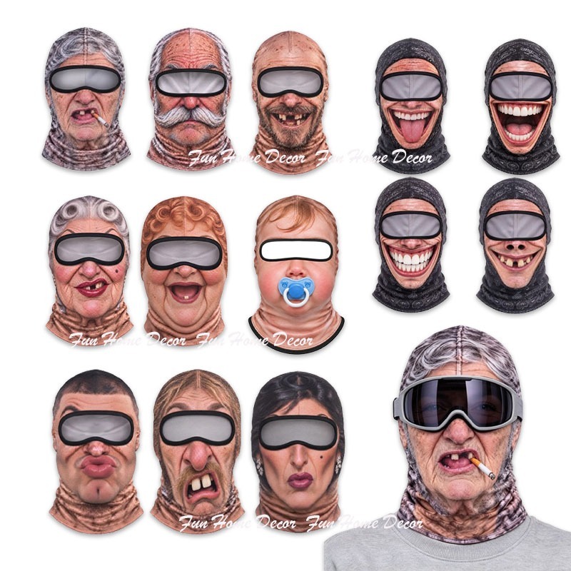 Máscara Facial Impressa Em 3D Impressão Digital 3D À Prova De Vento Engraçado Proteção Solar Festival Festa nuaeduybr