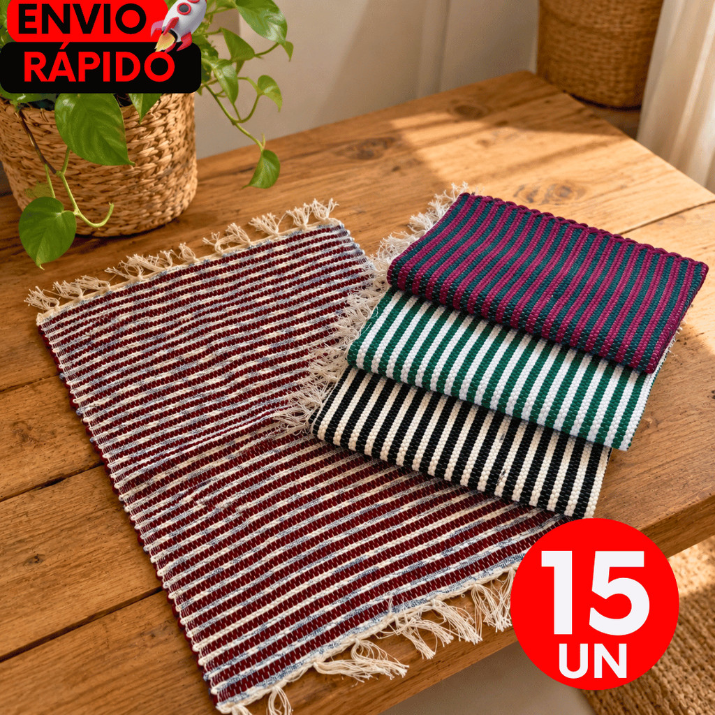 15 Unidades Capachos 45x75 Decorativo Artesanal em Resíduo Têxtil Para Entrada Cozinha Corredor Lavanderia e Varanda