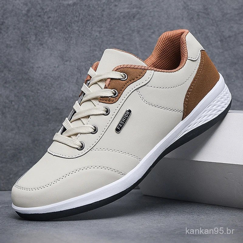 YRZL Sapatos Masculinos De Primavera E Outono À Prova D'água Para Caminhada , Lazer , Esportes , De Couro Antiderrapante