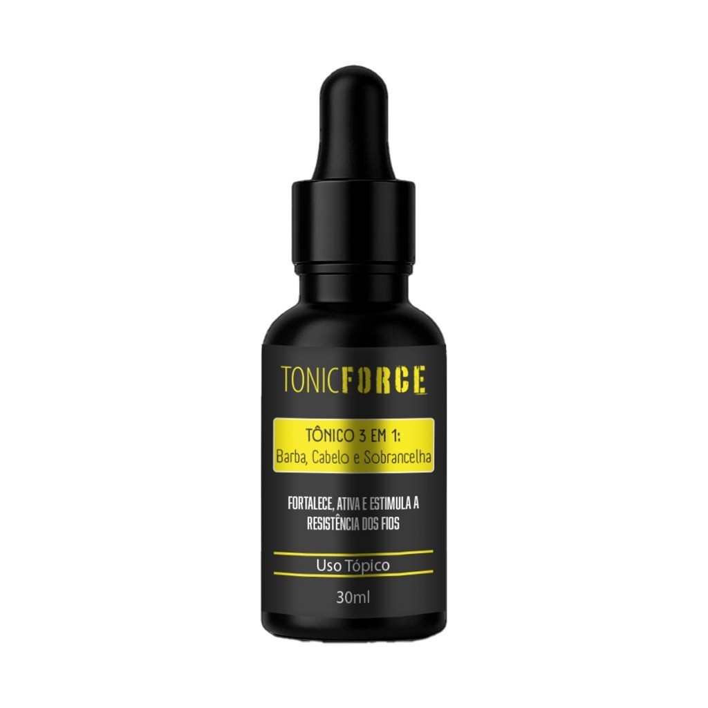 TonicForce 3 em 1 – Barba, Cabelo e Bigode | Fortalece, Ativa e Estimula os Fios | 30ml