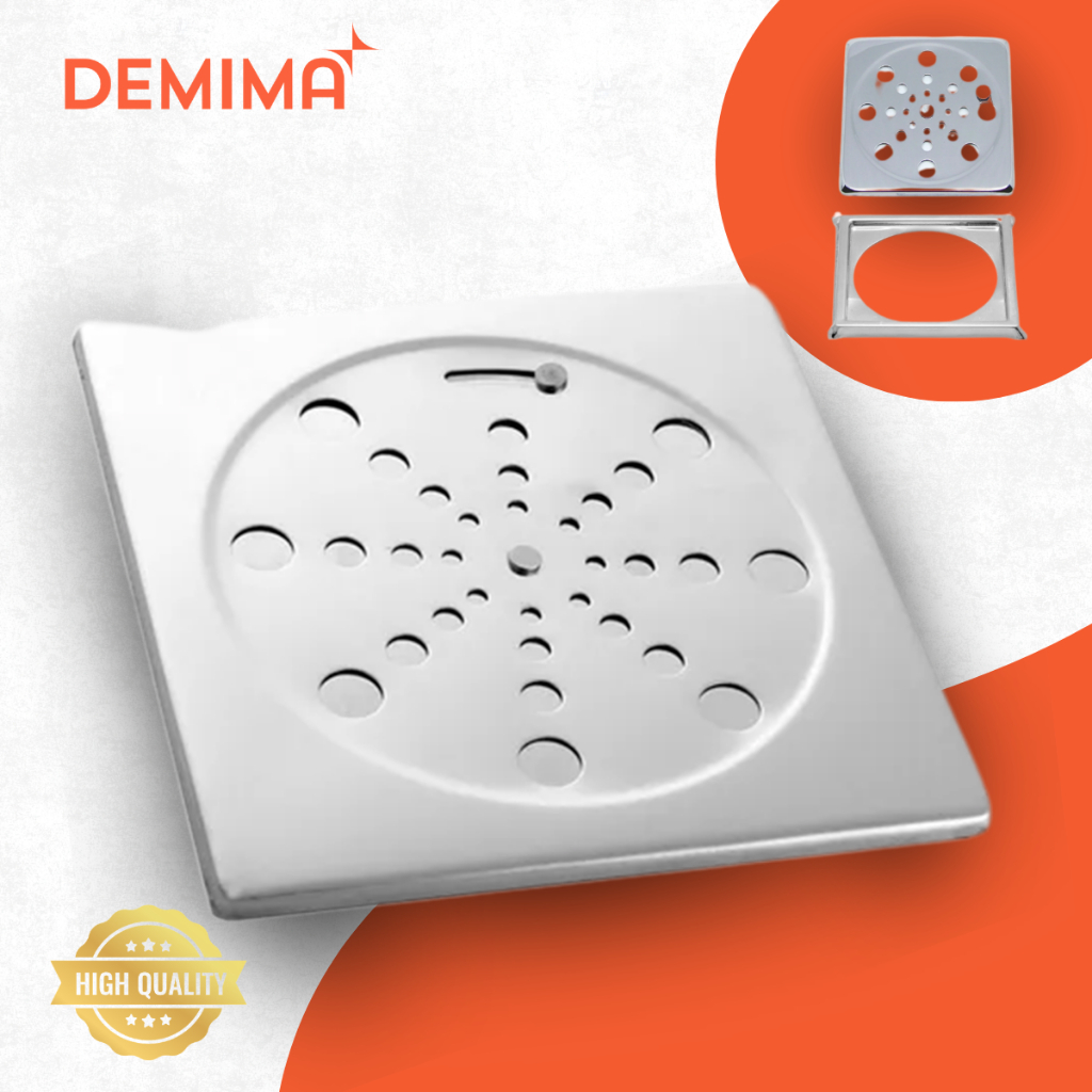 Ralo Tampa Grelha 15x15 Inox Quadrado Abre e Fecha Rotativo Anti Odor Banheiro Lavabo Cozinha Box Piso Demima