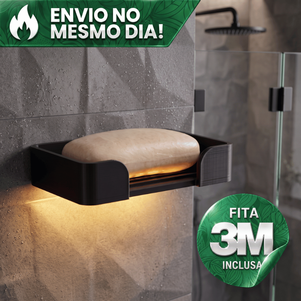 Suporte Saboneteira Parede Autoadesiva 3M Porta Sabão Drenagem Organizador Banheiro Cozinha Lavanderia Evita Lodo
