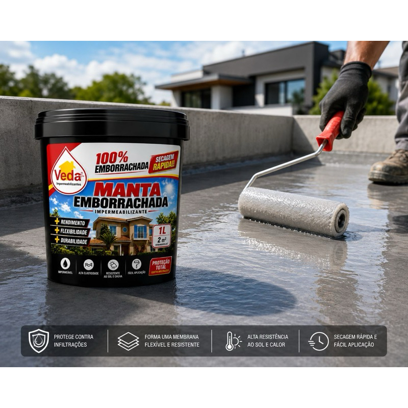 SUPER MANTA LIQUIDA 1L INVISÍVEL  ideal para laje, parede externa, calha, telhado