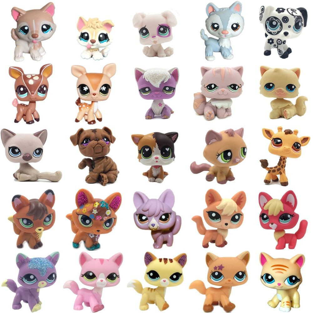 10/20pçs LPS cat Raro Littlest pet shop Brinquedos Fofos De Pé De Pêlo Curto Gato original Gatinho husky Cachorro Raposa