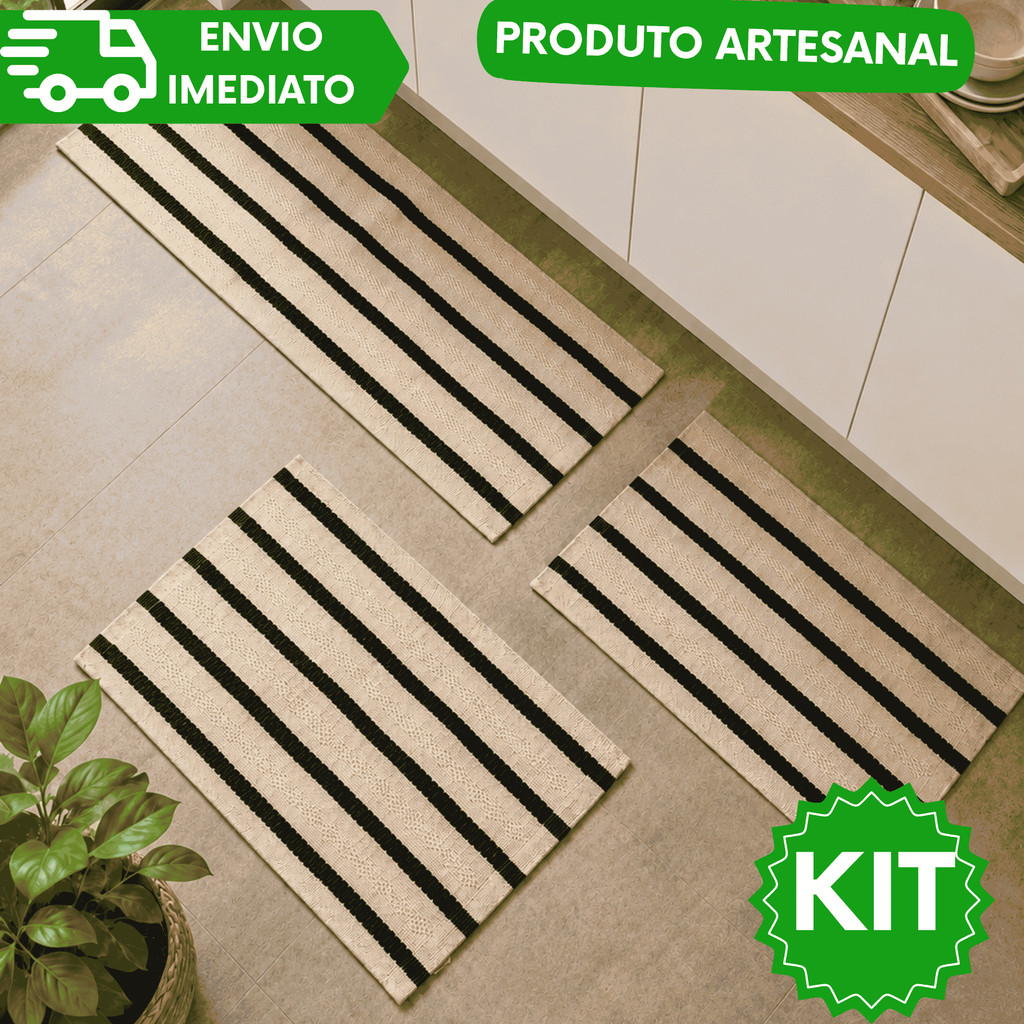 Jogo de Passadeiras Decorativas Premium  | Ideal para Cozinha, Área Gourmet e Lavanderia