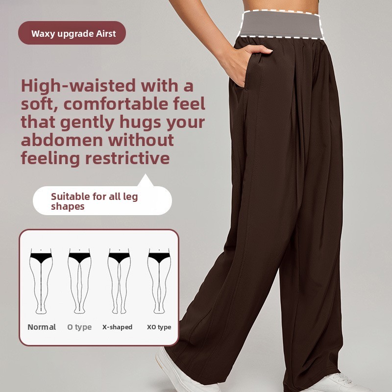 Calça de yoga feminina Lulu, larga, respirável e de cintura alta, com caimento fluido, para esporte e lazer 115016