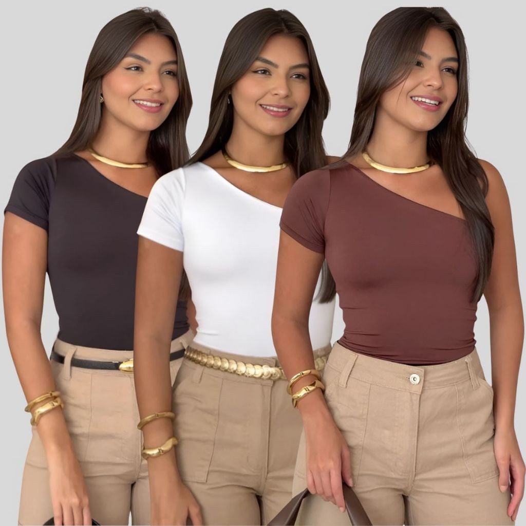 Kit 3 Blusas Femininas Mula Manca – Suplex com Forro, Moda Blogueira Básica e Estilosa
