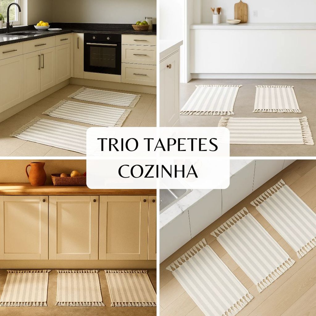 Kit 3 Tapetes Listrados 80×40 para Cozinha, Lavanderia e Corredores – Conforto, Praticidade e Estilo Aconchegante
