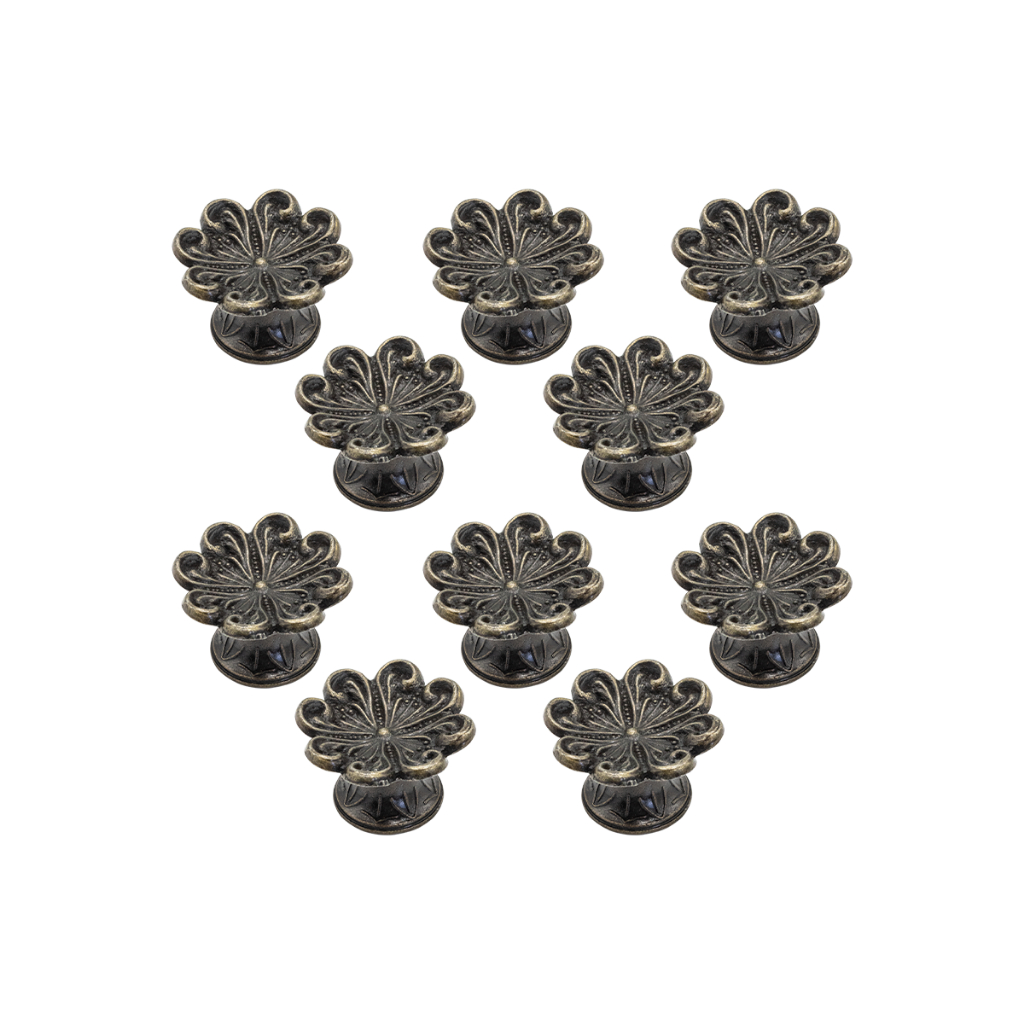 13 Peças Puxador Colonial Capri Flor Retro Metal De Gavetas Mdf
