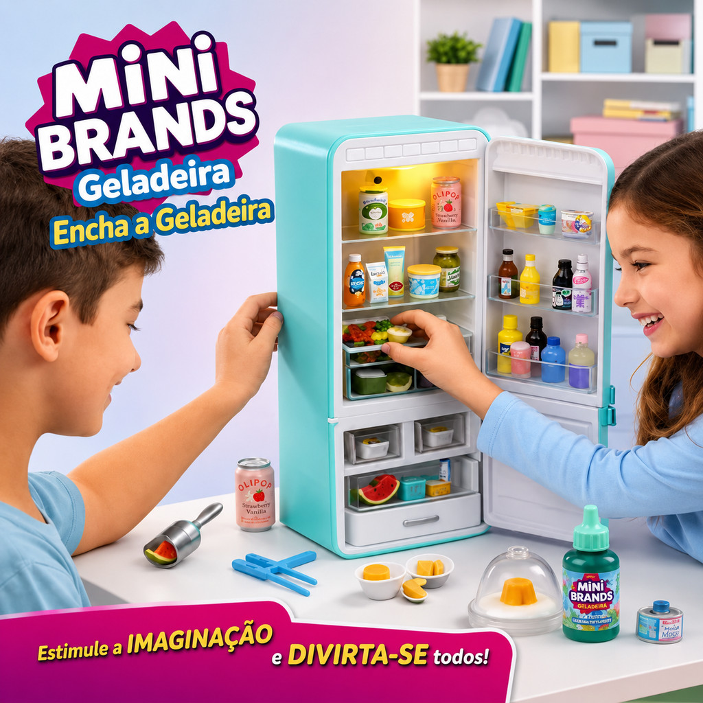 Mini Geladeira Fill The Fridge 2 Bolas Surpresa ou Somente Bolas Rosa Azul Aleatória Colecionáveis