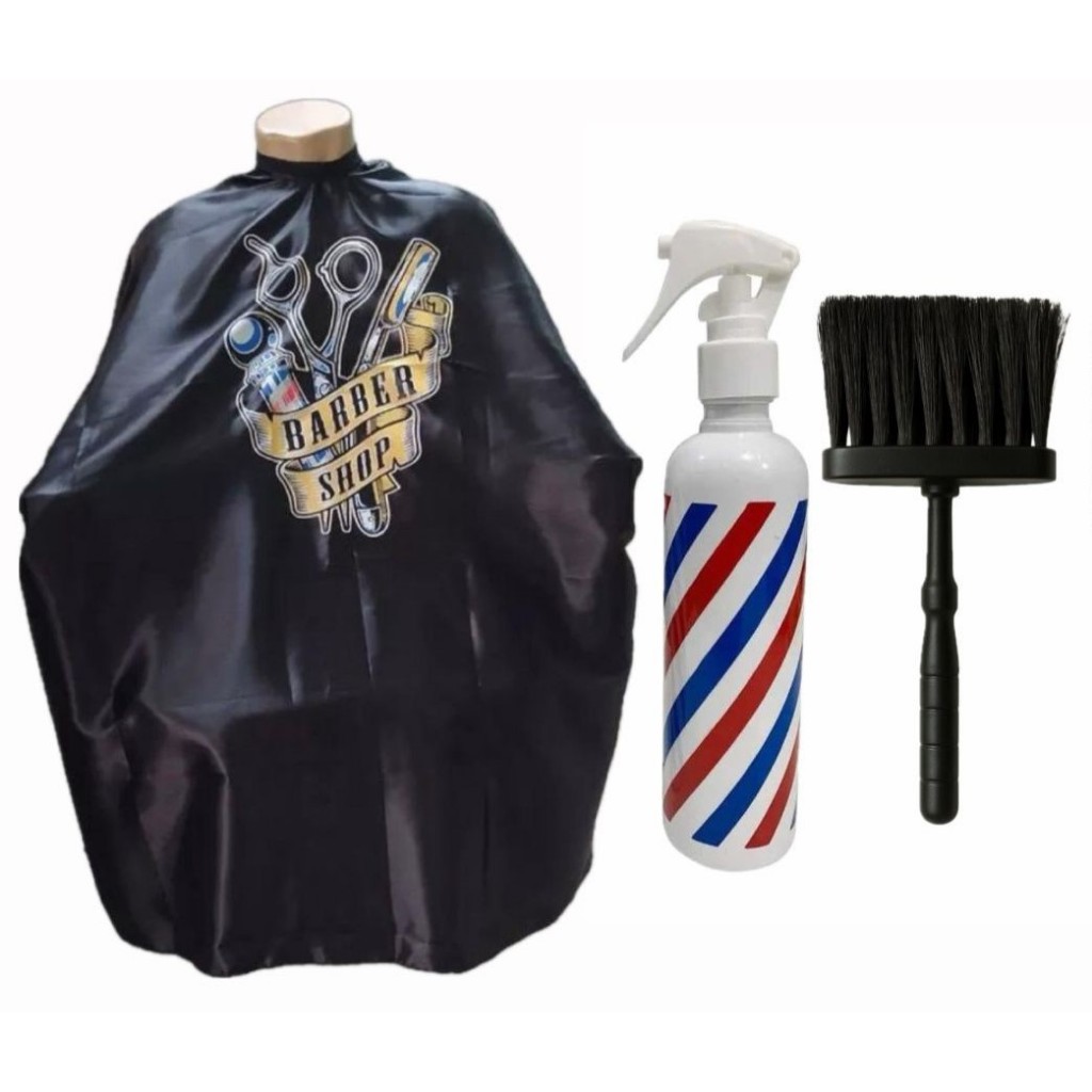Kit Cabeleireiro Capa Com Zíper Para Corte Com Borrifador Pole e Espanador