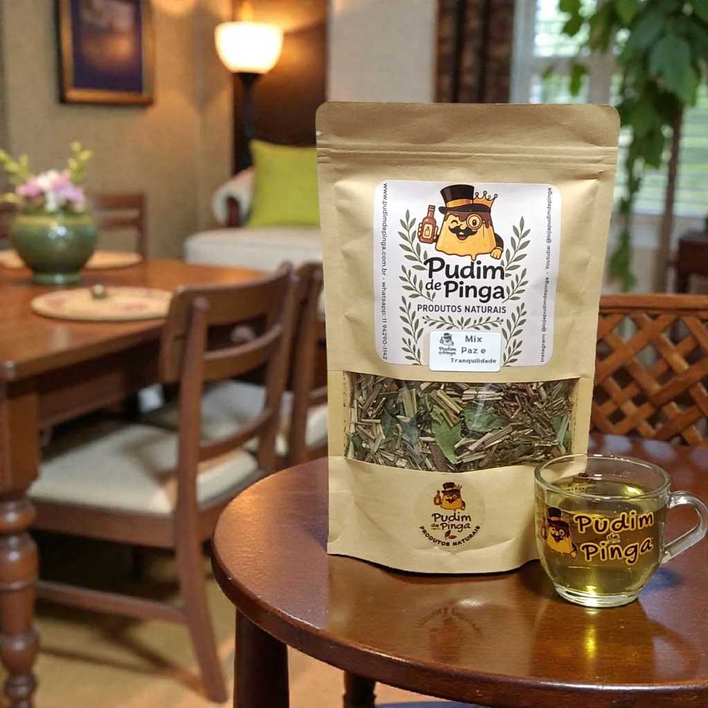 Mix Chá Paz e Tranquilidade com Passiflora, Camomila, Funcho Capim Cidreira com ou sem Xícara de chá