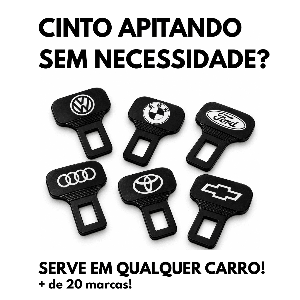 Fivela Anti Alarme Cinto de Segurança Personalizada com Logo de Carro Automotiva Universal Encaixe Prático Acessório 3D