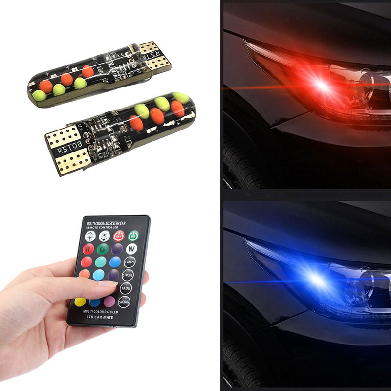 T10 W5w RGB LED 12SMD COB canbus Multicolorido Com Controle Remoto Flash/Luz De Cunha De Leitura Estroboscópica