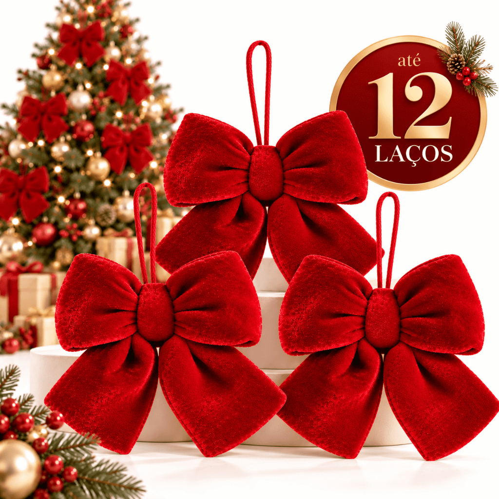 Laço Natalino Veludo Fofão Decoração de Árvore Natal Laços de Natal Presente - Decorativo