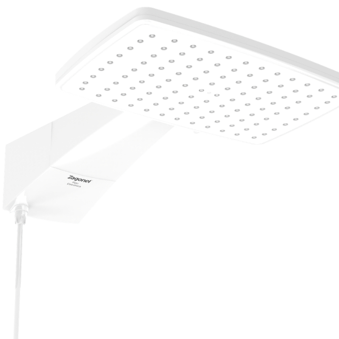 Chuveiro Polo Eletronico Zagonel 127/220v Grande Potente Branco Alta Pressao