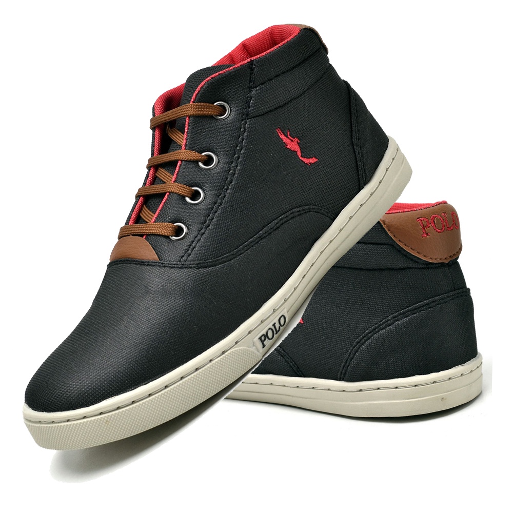 Tenis Casual Sapatenis Infantil Menino Polo Blu Cano Alto Macio com Detalhes