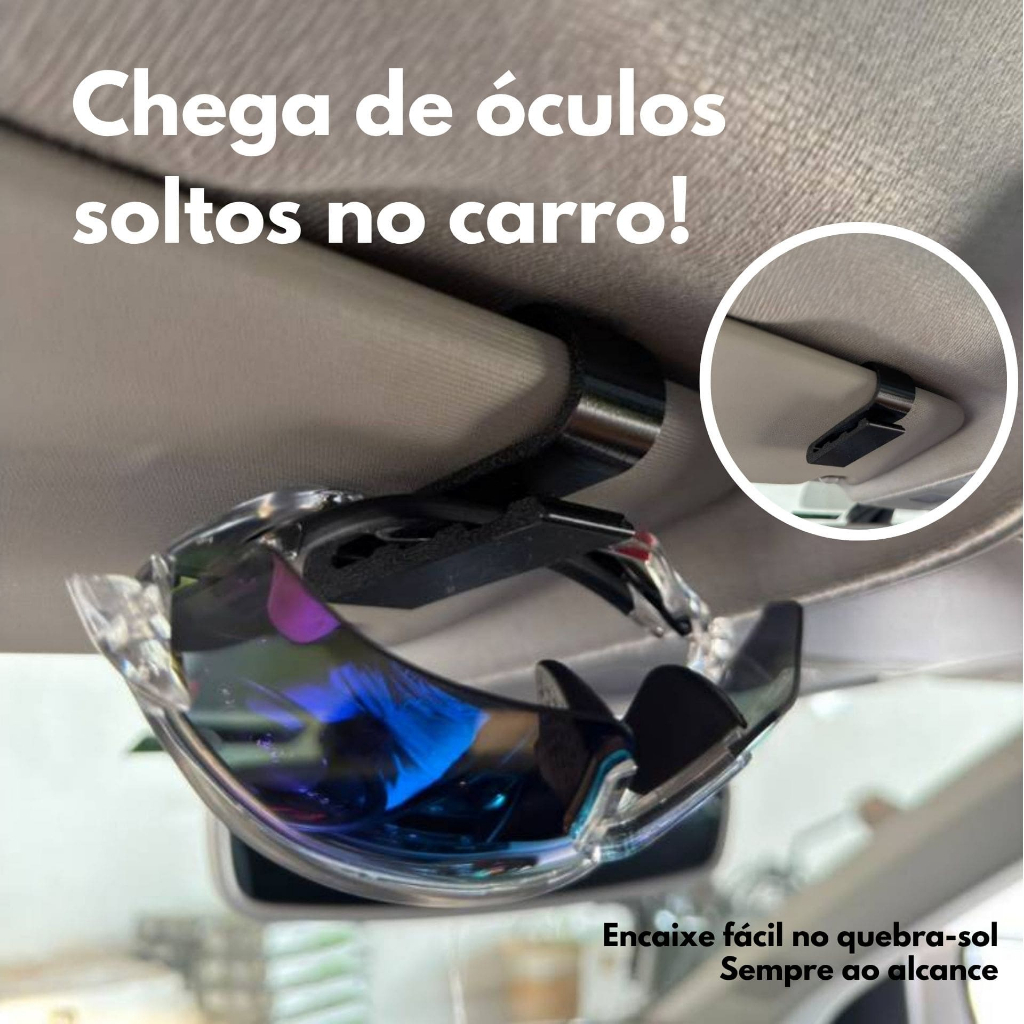 Porta Óculos Veicular Suporte para Óculos de Sol no Carro Clipe Organizador de Quebra-Sol Acessório Automotivo Funcional