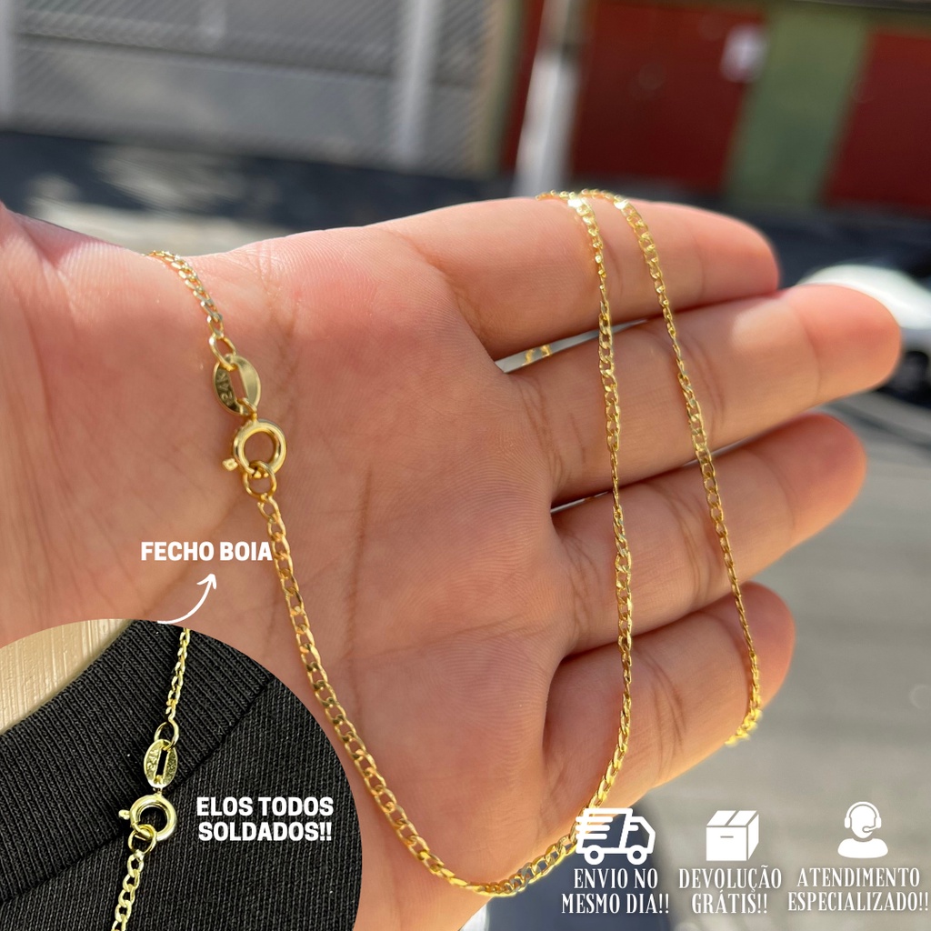 Corrente Masculina De Ouro Grumet 60cm Banhada a Ouro 24k Cordão C/Garantia