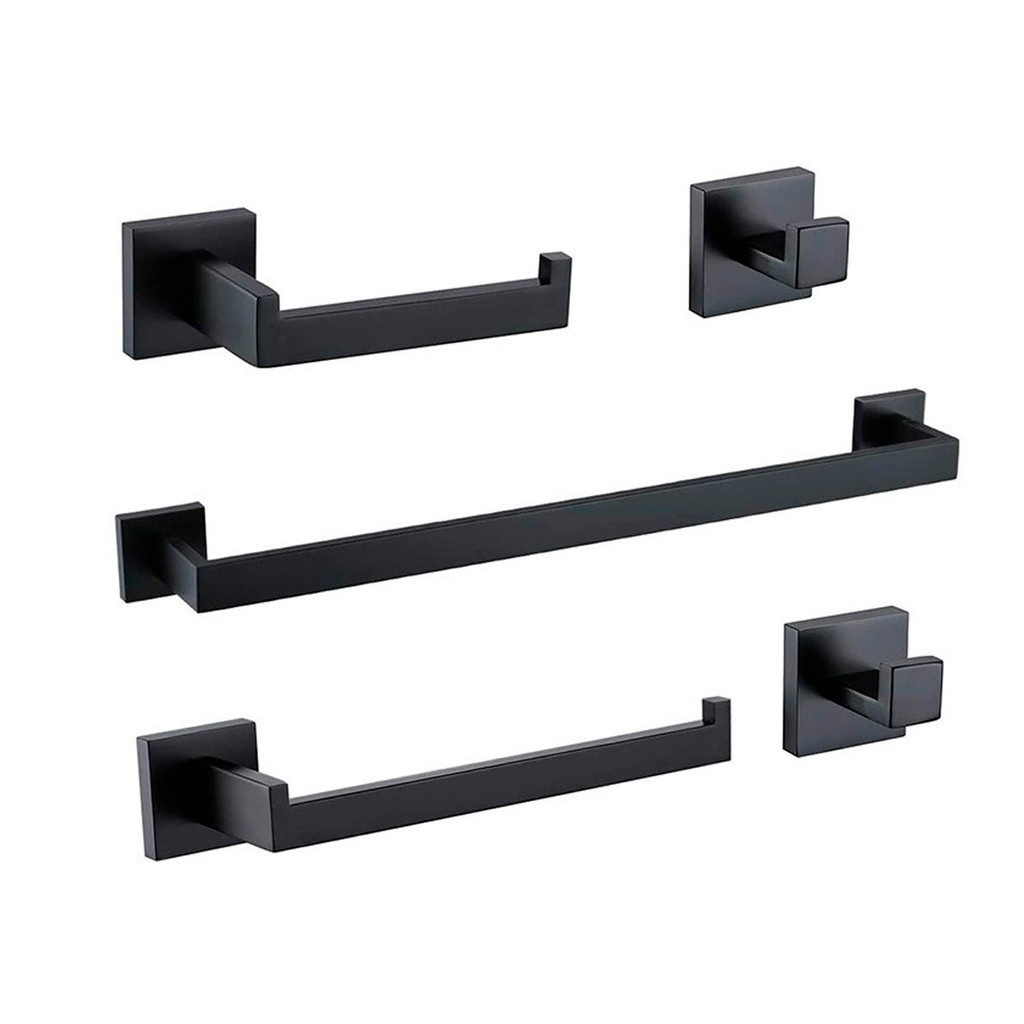 Kit De Acessórios Para Banheiro 5 Peças Inox Preto - Demima