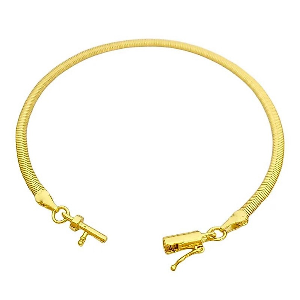 Pulseira Masculina de Ouro Rabo de Rato Chapada 3mm Banhada a Ouro 18k