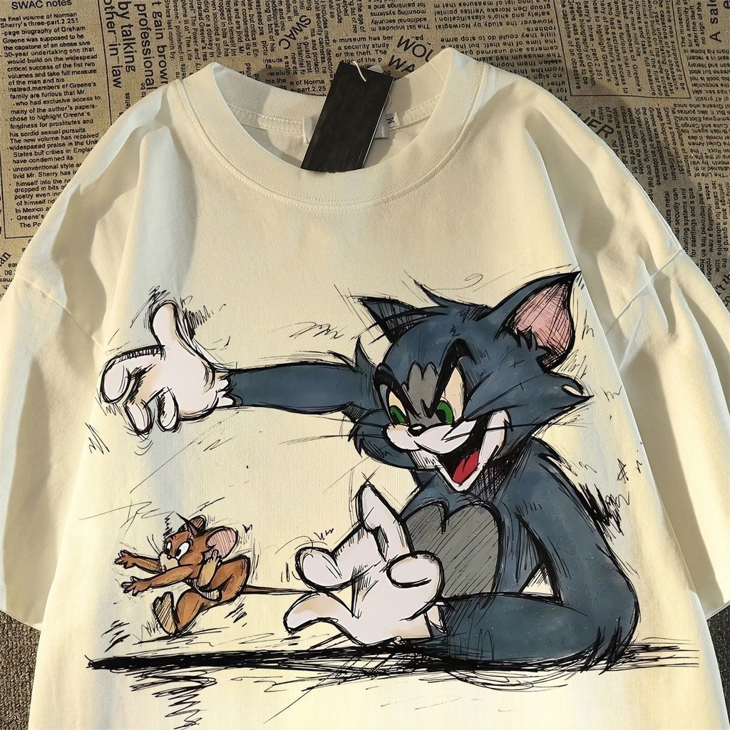 Camiseta Infantil Tom E Jerry Camisa 100% Algodão Gato E Rato Blusa Desenho Criança Retrô 2 Ao 16 Várias Estampas