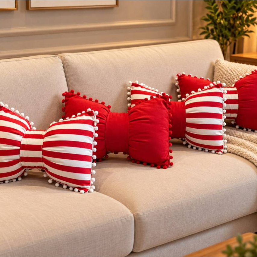 Almofadas Retangular Laço Natal Decoração Super Elegante