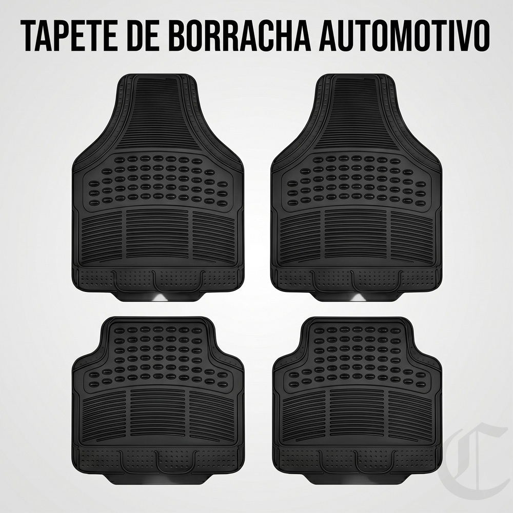 Jogo de Tapete Automotivo Borracha Antiderrapante Universal Lavável 4 Peças Preto